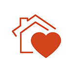 icon of a house with a heart in front of it