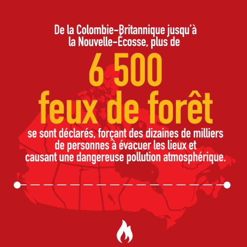 De la Colombie-Britannique jusqu’à la Nouvelle-Écosse, plus de 6 500 feux de forêt se sont déclarés, forçant des dizaines de milliers de personnes à évacuer les lieux et causant une dangereuse pollution atmosphérique.